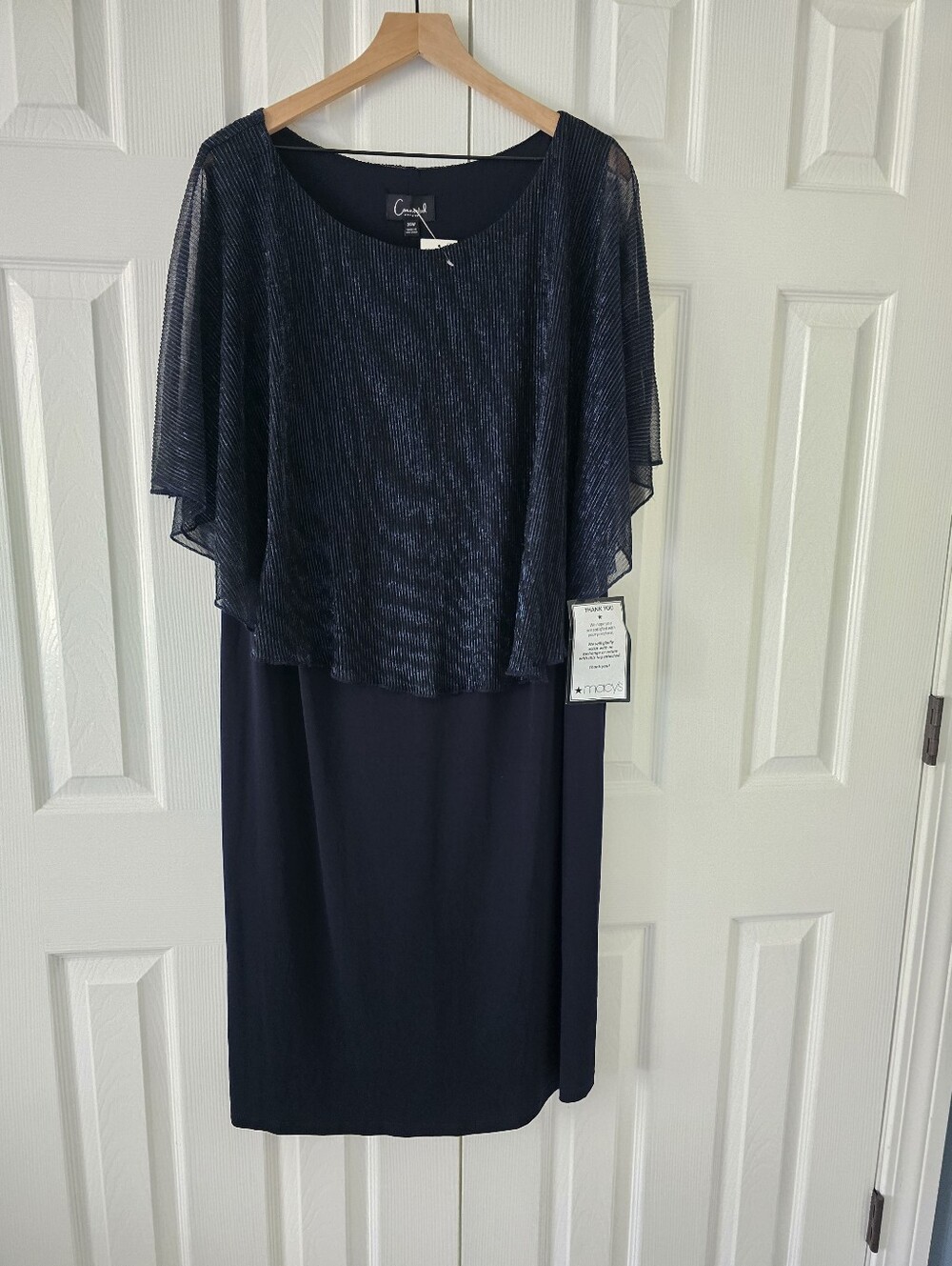 connected apparel Navy Shimmer Overlay Midi Dress